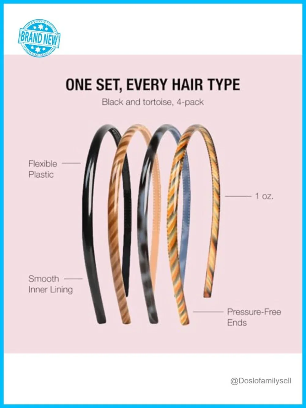 Ultra-Flexible Skinny Headbands No-Damage Hold 4-Pack